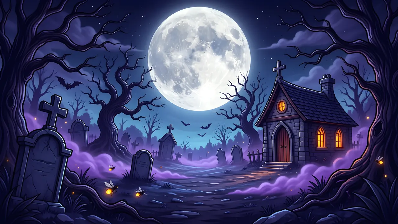 The base game background under a full moon