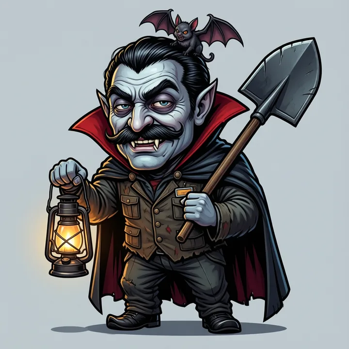 Style test: bold 2D cartoon of Uncle Vlado