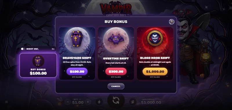 Vampir bonus buy menu