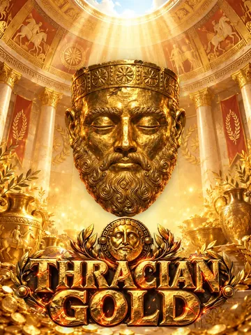 Thracian Gold key art: a golden mask in a treasure hall
