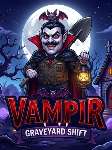 Vampir: Graveyard Shift key art: Vlado with his shovel and lantern under a full moon